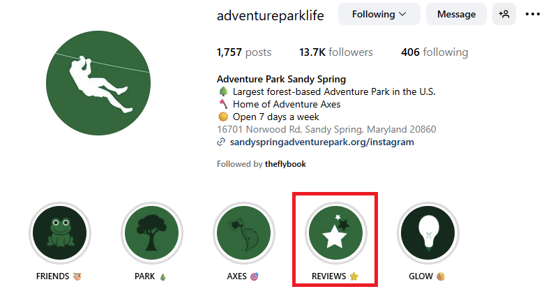Sandy Spring IG Story Highlights