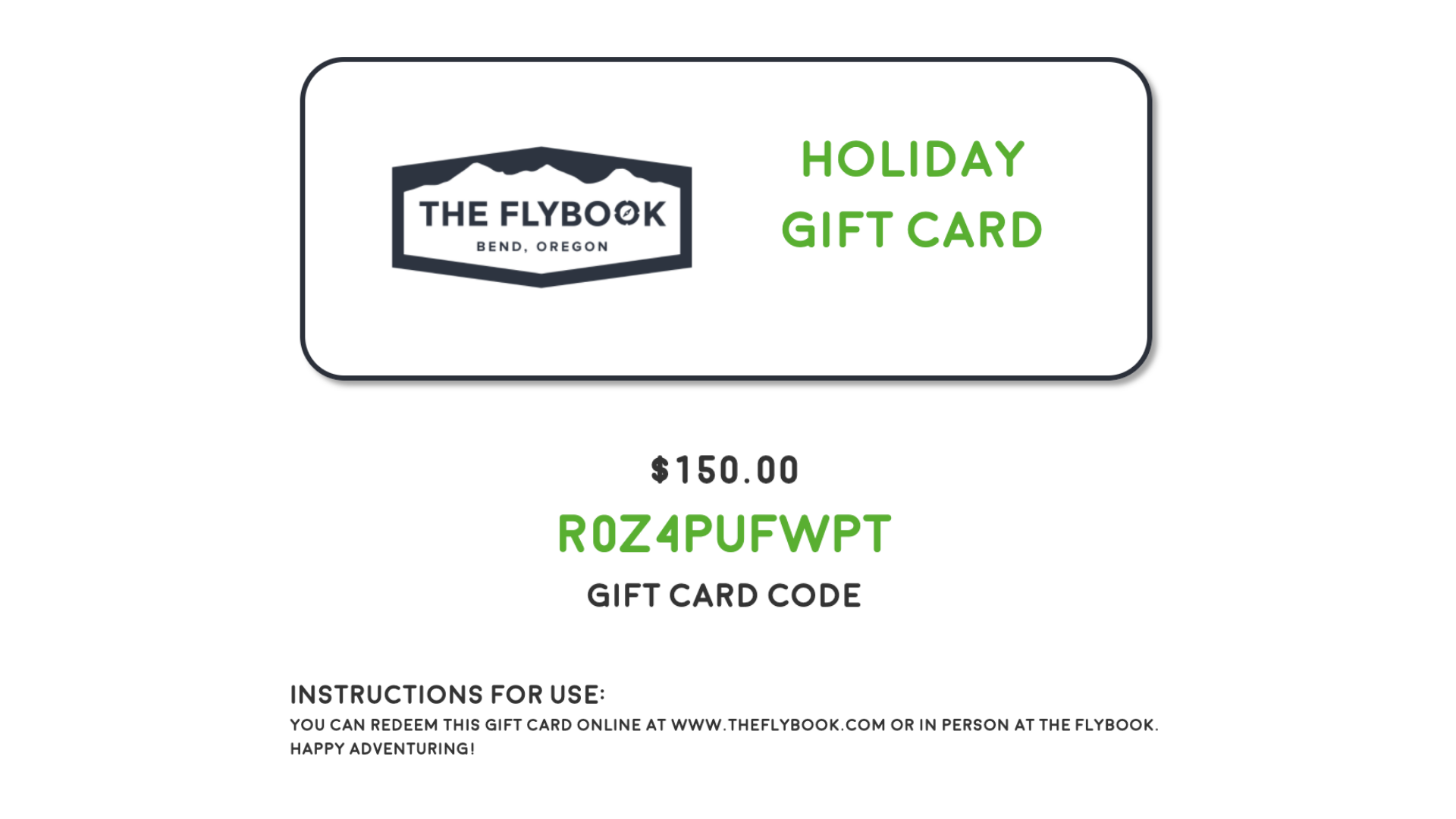 Flybook holiday gift card text